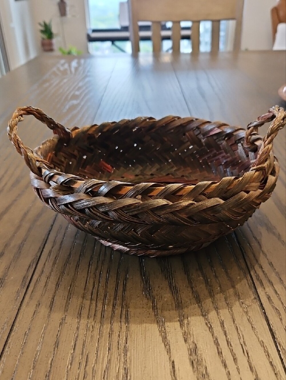 Vintage Mid-Century Philippine Woven Rattan Basket Bowl